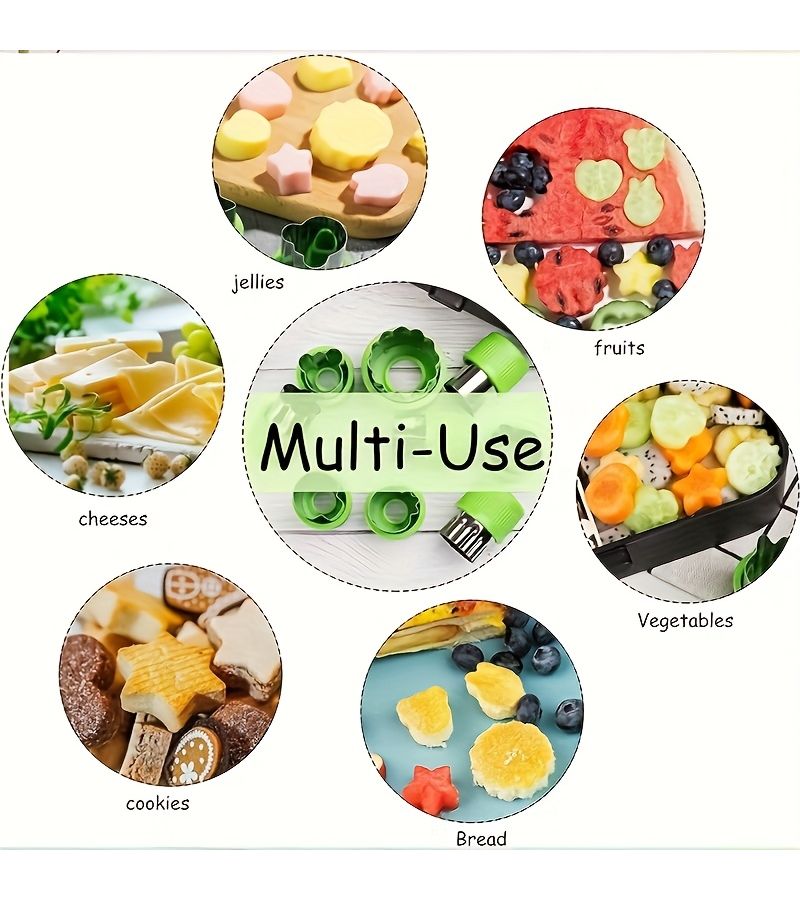 9pcs Vegetable Cutting Mold Sandwich Cookie Biscuit Stamp Fruit Shapes - Image 5
