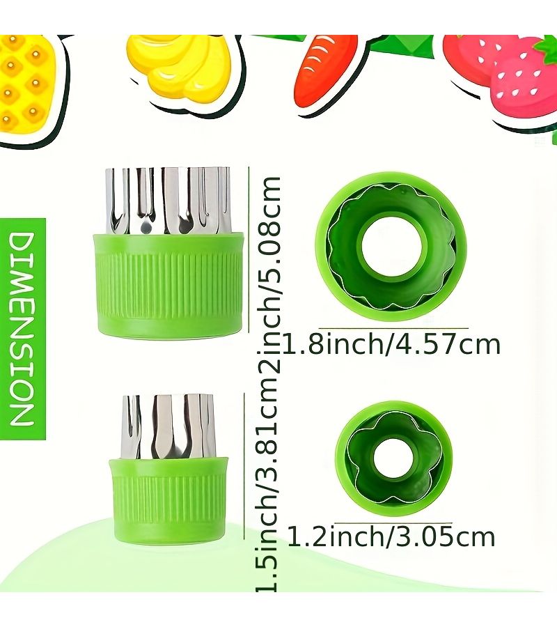 9pcs Vegetable Cutting Mold Sandwich Cookie Biscuit Stamp Fruit Shapes - Image 2