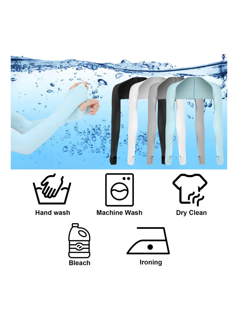 KASTWAVE 4 Pieces Cooling Shawl Arm Sleeves Sun Uv Protection Cooler Shrug, Comfortable & Breathable Anti-UV Arm Sleeves for Women with Finger Holes for Driving Golfing Fishing Running Cycling Outdoor Activity - Image 3