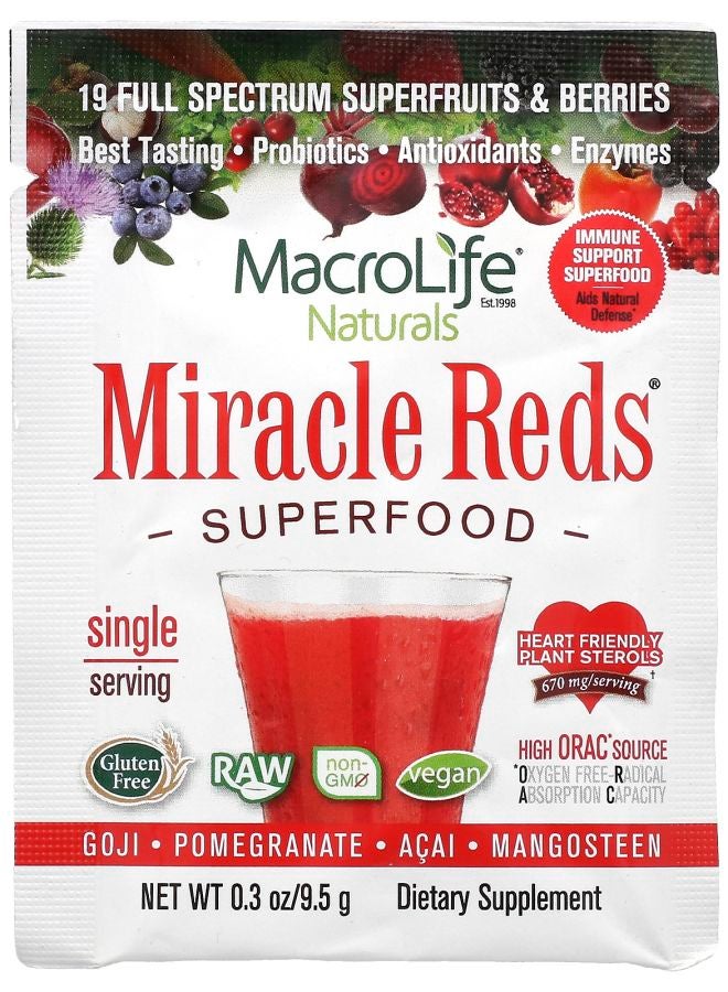 MacroLife Naturals Miracle Reds Superfood Goji Pomegranate Acai Mangosteen 0.3 oz (9.5 g)
