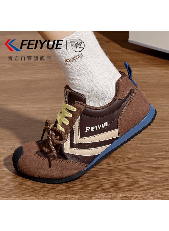 Feiyue Official Women's Sneakers Spring New Casual Thick-soled Sports Shoes Brown Beige Size 39