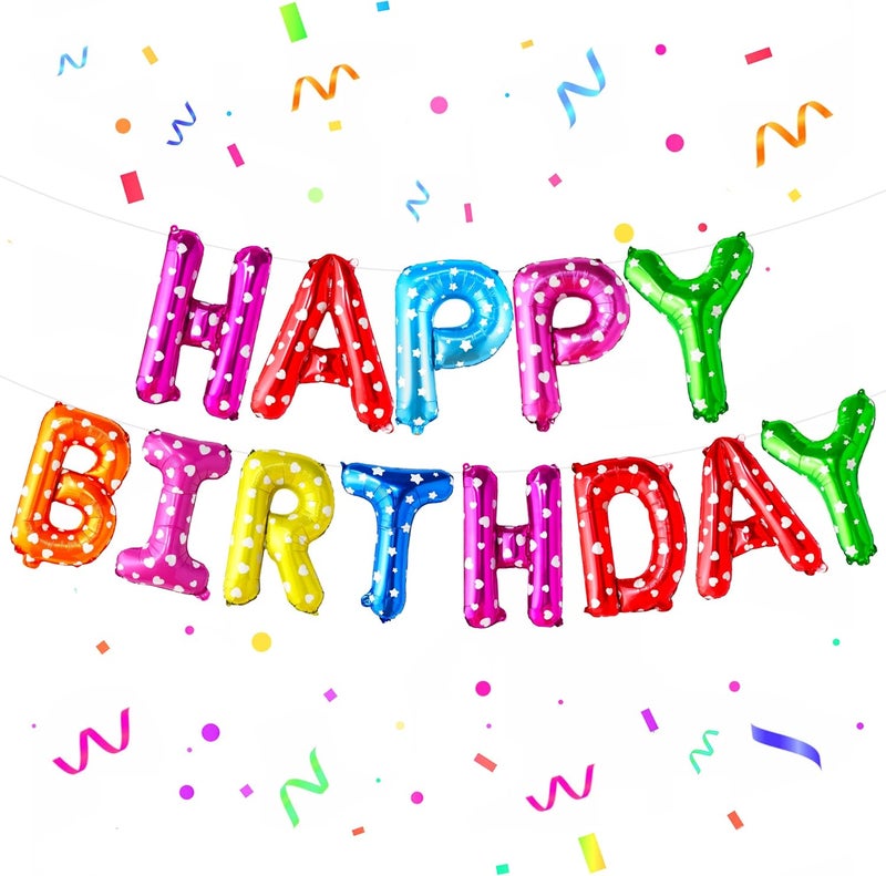 KatchOn, Rainbow Happy Birthday Balloon Banner - 16 Inch | Rainbow Balloons for Happy Birthday Decorations | Kids Theme Birthday Decorations | - Image 1