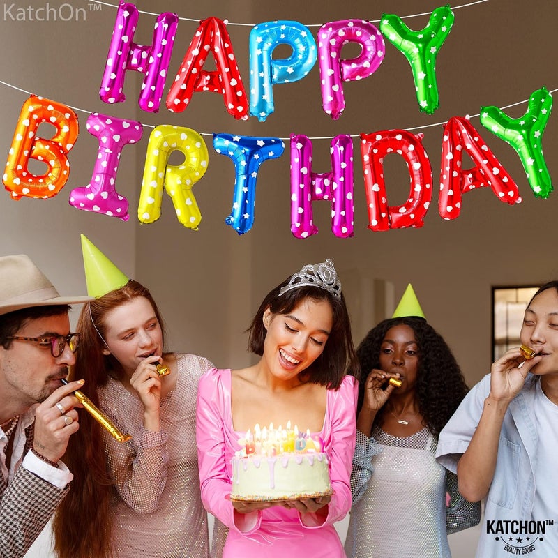 KatchOn, Rainbow Happy Birthday Balloon Banner - 16 Inch | Rainbow Balloons for Happy Birthday Decorations | Kids Theme Birthday Decorations | - Image 5