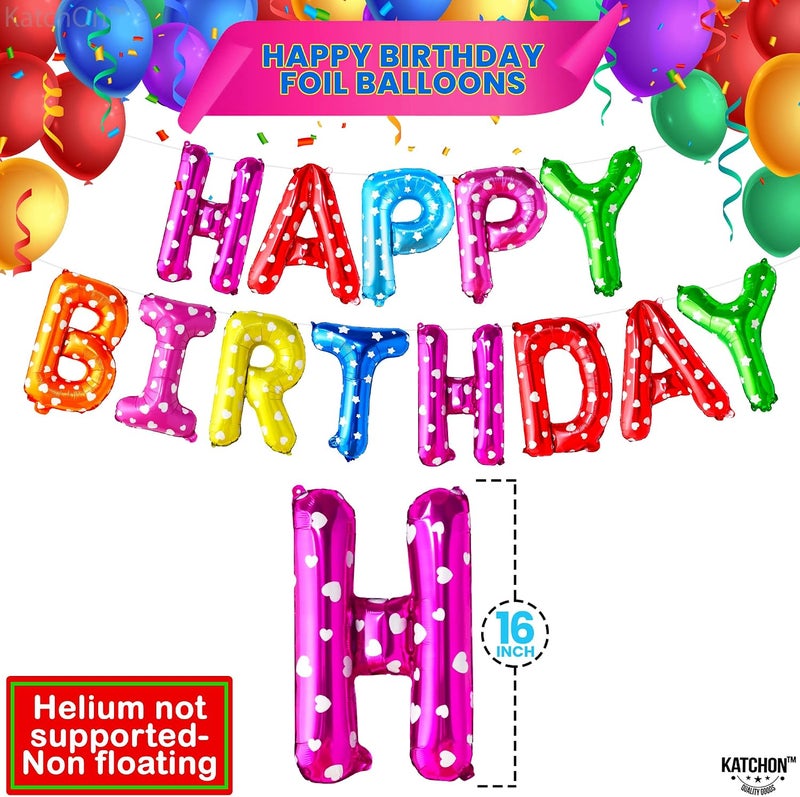 KatchOn, Rainbow Happy Birthday Balloon Banner - 16 Inch | Rainbow Balloons for Happy Birthday Decorations | Kids Theme Birthday Decorations | - Image 4