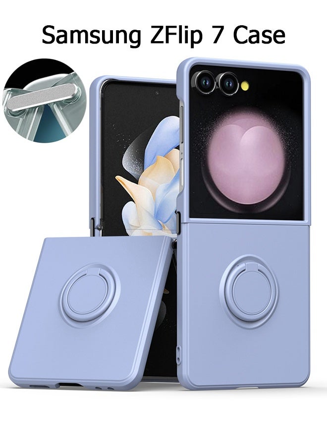 Wffo For Samsung Galaxy Z Flip 7 Case [with 360° Rotatable Ring Stand] [Support Magnetic Car Mount] - Hard PC and Soft TPU Cover - with Shockproof Bumper and Anti-Scratch Back - Metal Connector Foldin