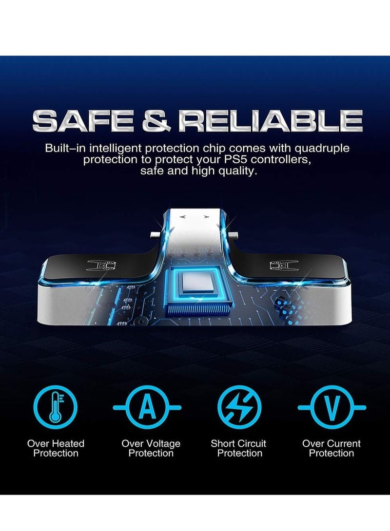 Captaintech Gamepad Charger for PS5, Dual USB Type-C Fast Charging Station Dock for Playstation 5, with LED Indicator, Security Chip Protection, Suitable for Sony DualSense Controller - Image 4