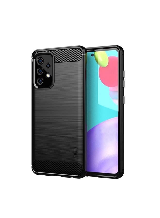 Case For Samsung Galaxy A52 5G/4G Gentleness Series Brushed Texture Carbon Fiber Soft TPU Case
