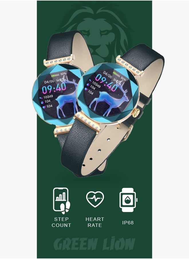 GREEN LION - Smart Watch / Swarovski Crystals / Step Count/Mileage walk/ Calories Count/ Sport Mode/ Music Control/ Women Health/Heart Rate - Blue - Image 1