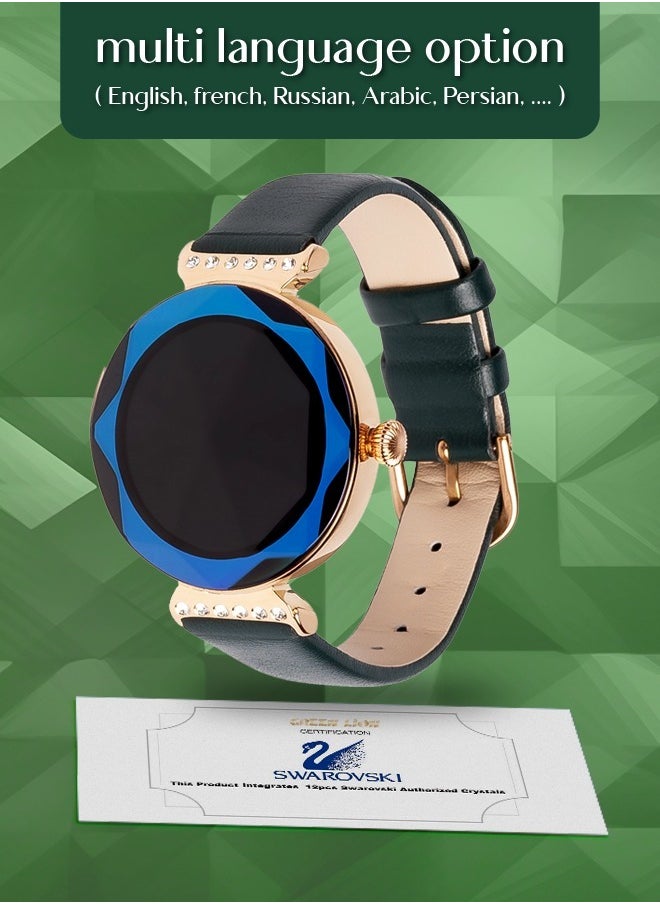 GREEN LION - Smart Watch / Swarovski Crystals / Step Count/Mileage walk/ Calories Count/ Sport Mode/ Music Control/ Women Health/Heart Rate - Blue - Image 1