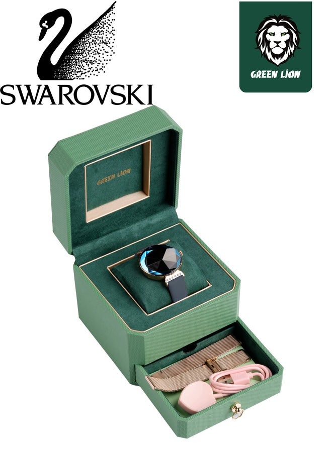 GREEN LION - Smart Watch / Swarovski Crystals / Step Count/Mileage walk/ Calories Count/ Sport Mode/ Music Control/ Women Health/Heart Rate - Blue - Image 1
