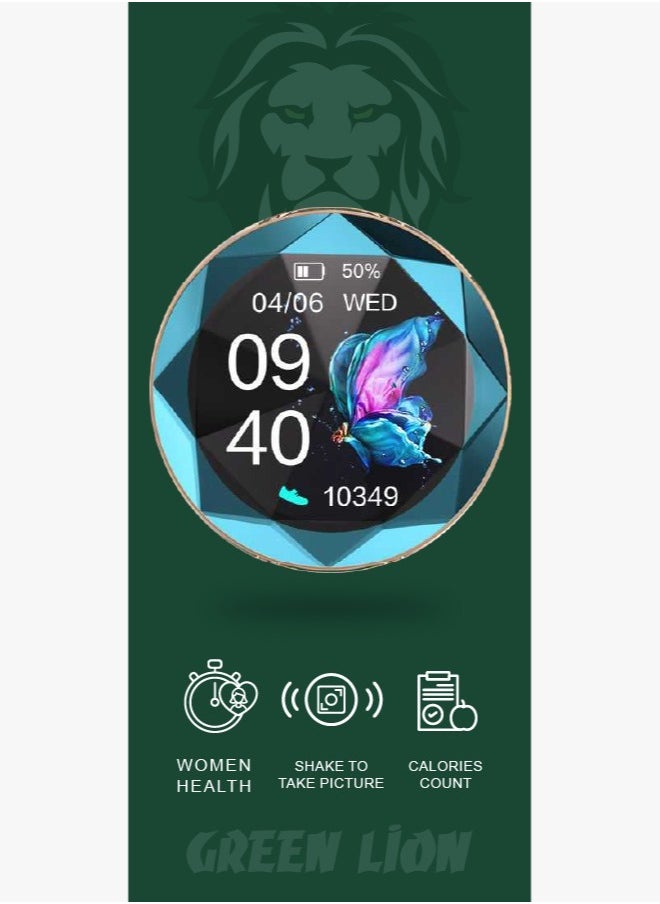 GREEN LION - Smart Watch / Swarovski Crystals / Step Count/Mileage walk/ Calories Count/ Sport Mode/ Music Control/ Women Health/Heart Rate - Blue - Image 1