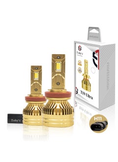 توبيز مجموعة مصابيح أمامية LED أصلية مختبرة من Toby's T19Ultra H11 بقوة 65 واط/قطعة، شعاع عالي 6500 لومن وشعاع منخفض 6500 لومن، ألوان زاهية مع درجة حرارة (6500 كلفن، 4300 كلفن)  - Image 1