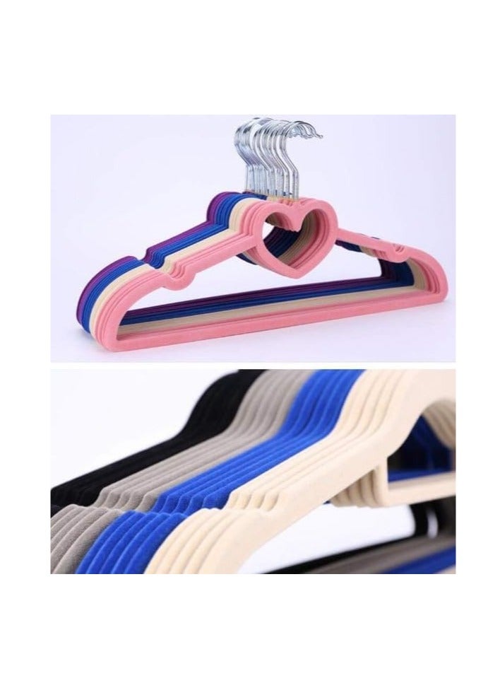 5-Piece Velvet Clothes Hangers - High-Quality Plastic Hangers with Non-Slip Velvet Coating, 42.5 × 24 cm, 360° Rotating Hook, Heavy-Duty Coat Hangers, Ideal for Shoulder less Clothes (comes with Multi-Color) - Image 2