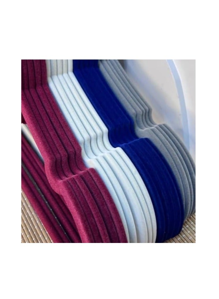 5-Piece Velvet Clothes Hangers - High-Quality Plastic Hangers with Non-Slip Velvet Coating, 42.5 × 24 cm, 360° Rotating Hook, Heavy-Duty Coat Hangers, Ideal for Shoulder less Clothes (comes with Multi-Color) - Image 4