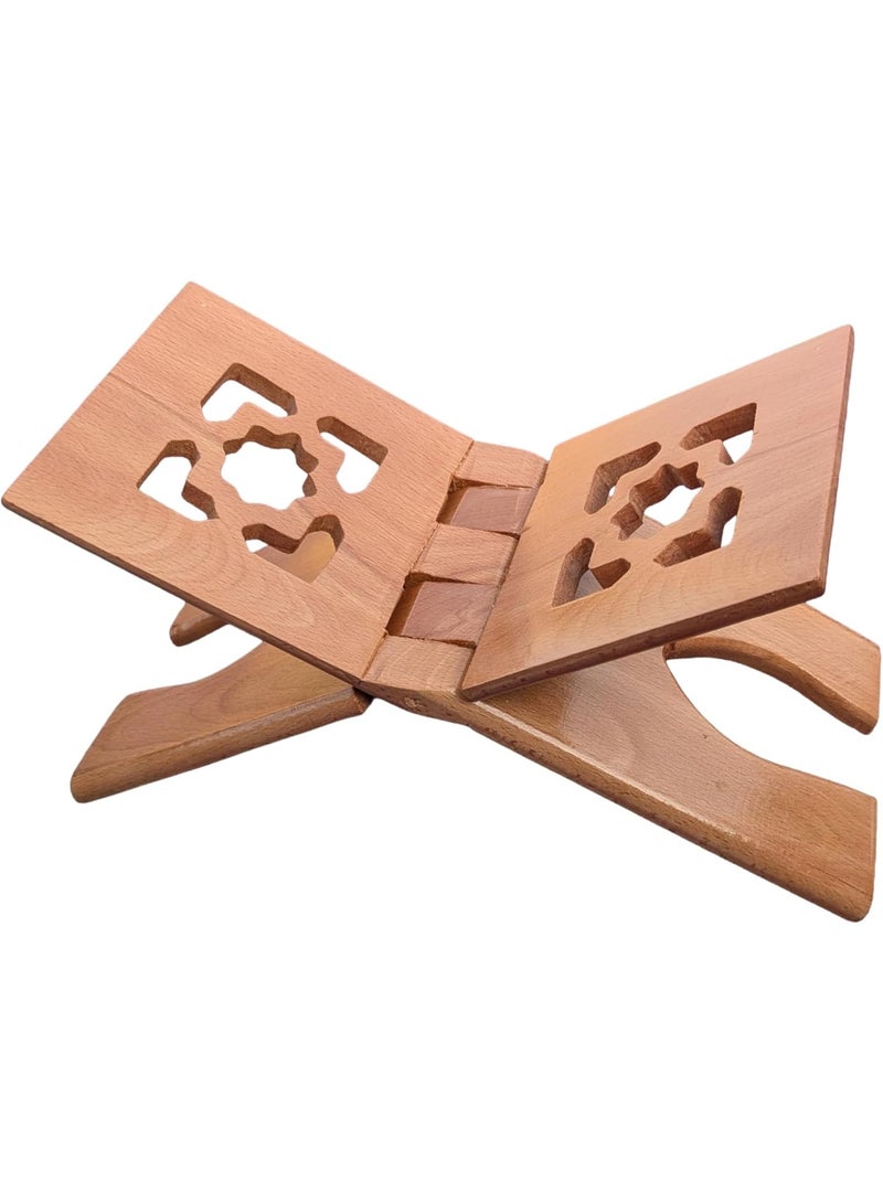 Premium Beech Wood Quran Stand | Foldable Design with Glossy Varnish Finish | Keeps the Quran Secure During Recitation and Reflection, Suitable for Home or Mosque Use - Image 1