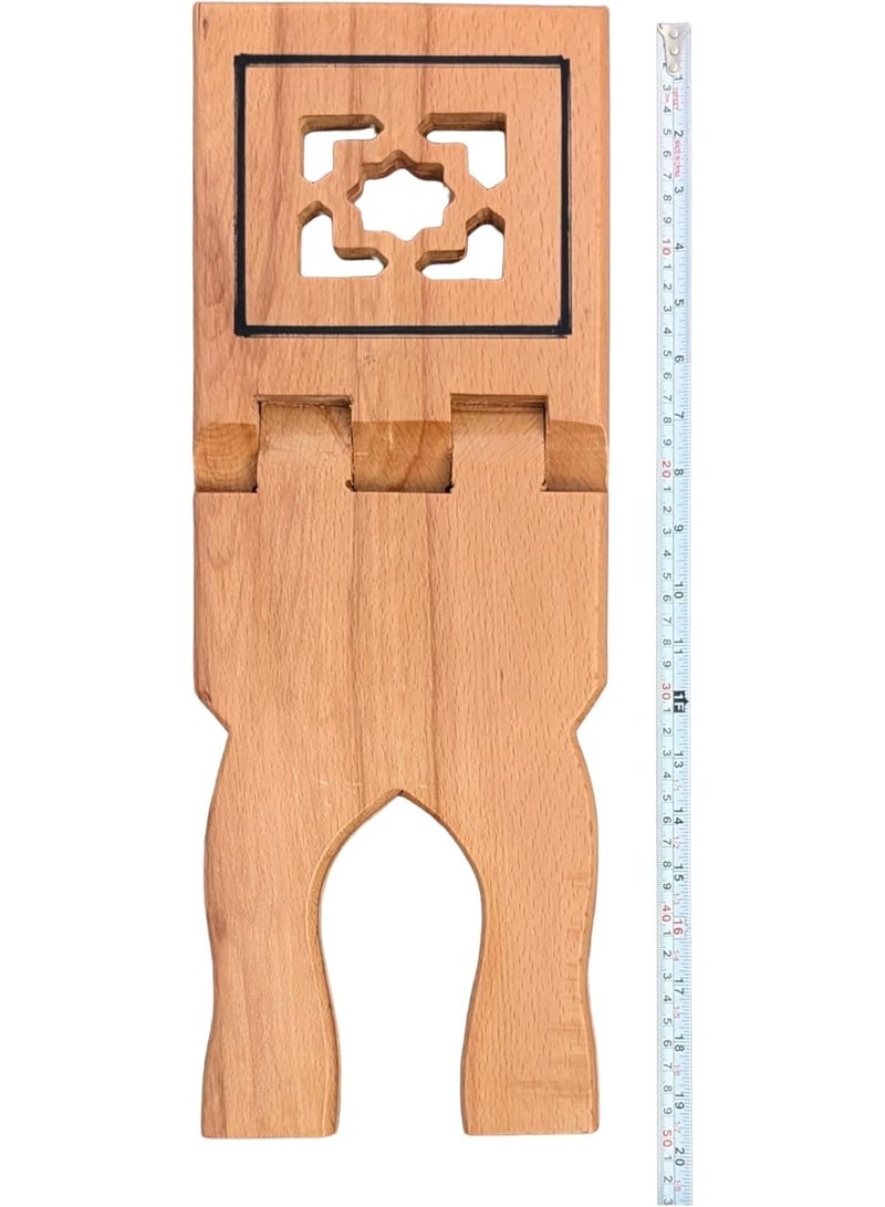 Premium Beech Wood Quran Stand | Foldable Design with Glossy Varnish Finish | Keeps the Quran Secure During Recitation and Reflection, Suitable for Home or Mosque Use - Image 2
