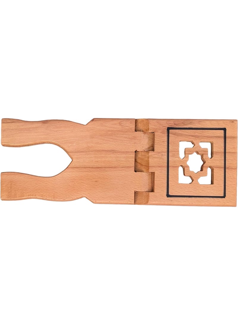Premium Beech Wood Quran Stand | Foldable Design with Glossy Varnish Finish | Keeps the Quran Secure During Recitation and Reflection, Suitable for Home or Mosque Use - Image 4