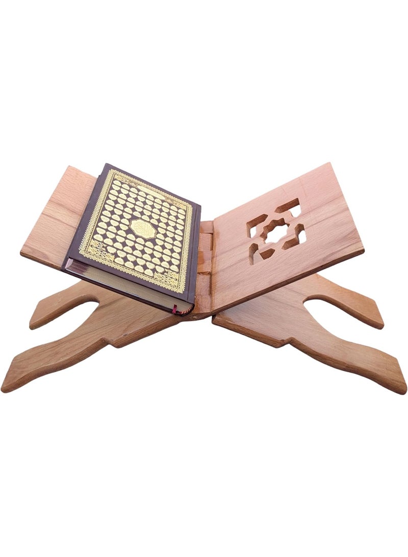 Premium Beech Wood Quran Stand | Foldable Design with Glossy Varnish Finish | Keeps the Quran Secure During Recitation and Reflection, Suitable for Home or Mosque Use - Image 3