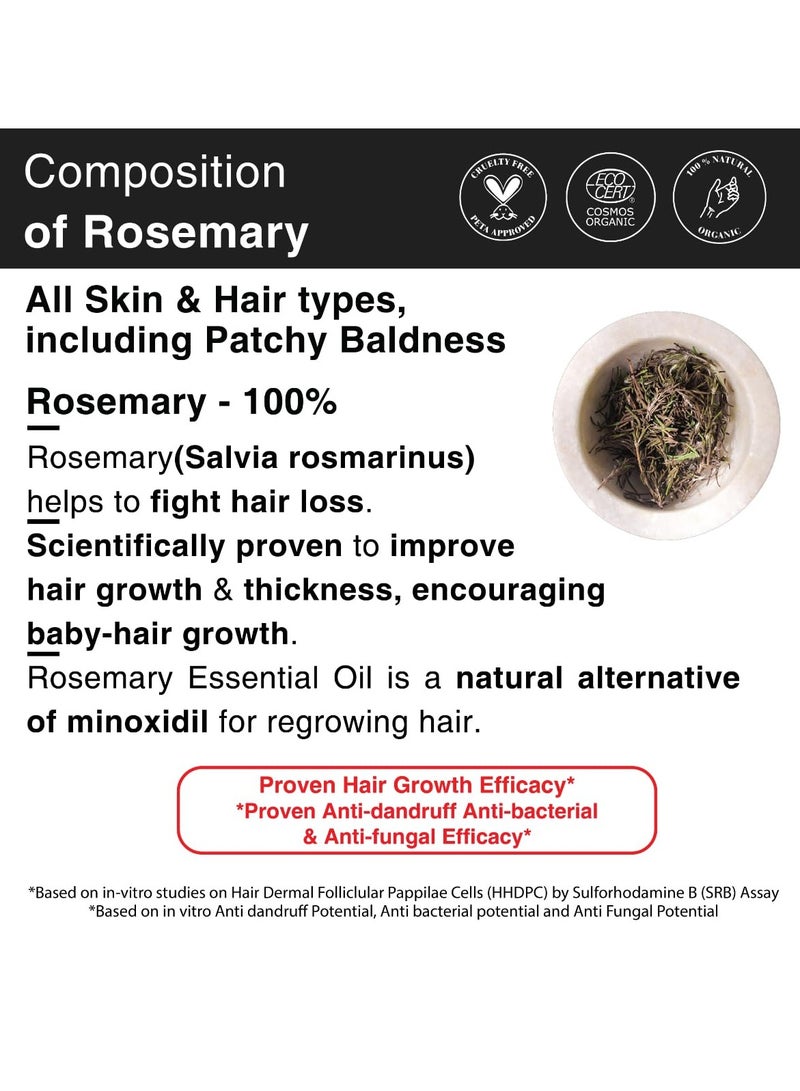 Soulflower Rosemary Essential Oil for Hair Growth Hair Fall Control and Nourishment Skin Care Clinically Tested and Ecocert Certified Organic 100% Pure Natural Undiluted 15ml - Image 5