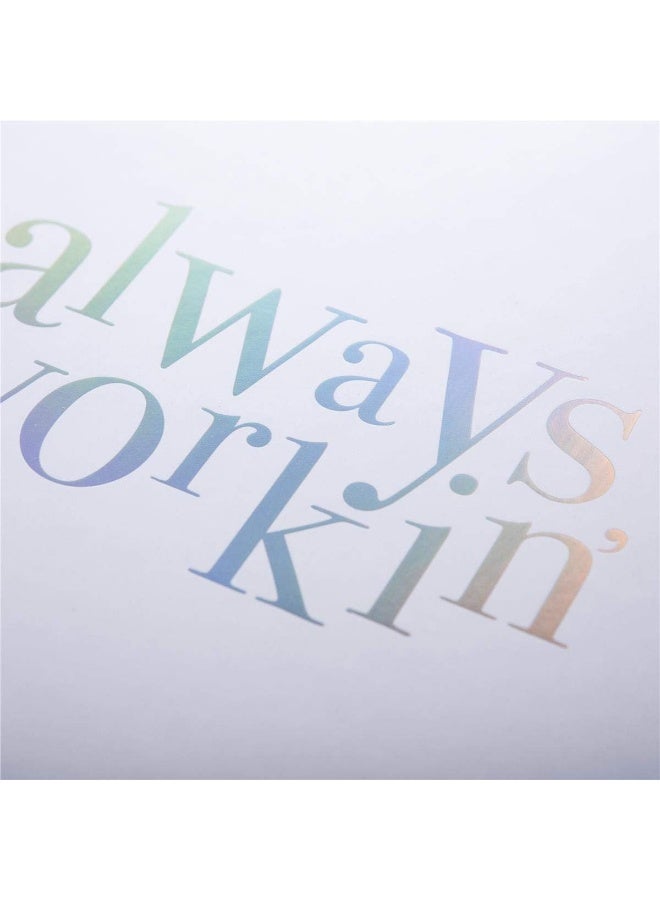 Graphique غرافيك - دائمًا أعمل - دفتر ملاحظات لولبي كبير باللون الأرجواني مع رسالة هولوجرافية، مجلة ممتعة للأفكار الشخصية، كتابة الرسائل، وتدوين الملاحظات، 160 صفحة مسطرة، 9" × 11" - Image 3