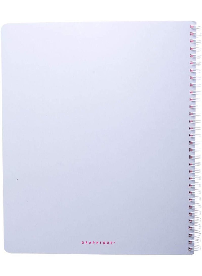 Graphique غرافيك - دائمًا أعمل - دفتر ملاحظات لولبي كبير باللون الأرجواني مع رسالة هولوجرافية، مجلة ممتعة للأفكار الشخصية، كتابة الرسائل، وتدوين الملاحظات، 160 صفحة مسطرة، 9" × 11" - Image 2