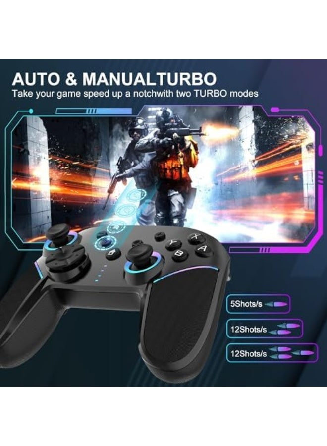 Switch Controller, Compatible with Nintendo Switch, Lite, OLED - Cool LED Light, Programmable Buttons, 6-Axis Gyro, Adjustable Turbo, 4-Speed Dual Vibration, Wake-Up Function - Image 2