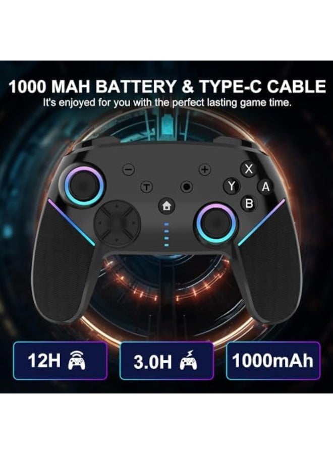 Switch Controller, Compatible with Nintendo Switch, Lite, OLED - Cool LED Light, Programmable Buttons, 6-Axis Gyro, Adjustable Turbo, 4-Speed Dual Vibration, Wake-Up Function - Image 4