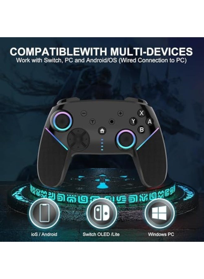 Switch Controller, Compatible with Nintendo Switch, Lite, OLED - Cool LED Light, Programmable Buttons, 6-Axis Gyro, Adjustable Turbo, 4-Speed Dual Vibration, Wake-Up Function - Image 5