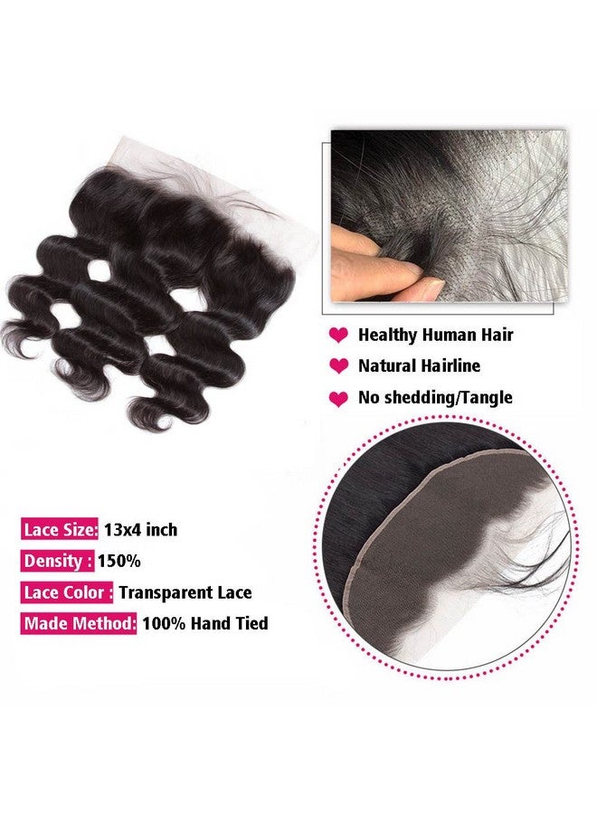 CHEEON 13x4 Transparent Lace Frontal Closure 18 inches Brazilian Body Wave Human Hair Frontal 150% Density Brazilian Virgin Hair Frontal Closures Natural Black Color - Image 4