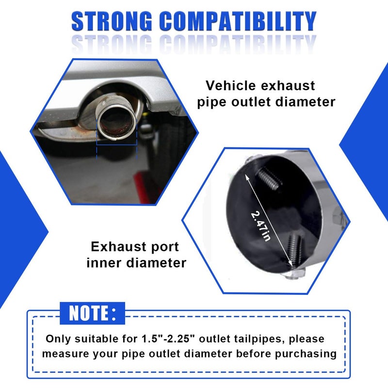 DUSCOKE Stainless Steel Car Exhaust Tip, 2.5" Inlet 3.4" Outlet Chrome Tail Throat Pipe Exhaust Muffler Pipe Tip Fit 1.5"- 2.25" Diameter Pipes, Exhaust Tailpipe Car Modification Accessory (Straight) - Image 3