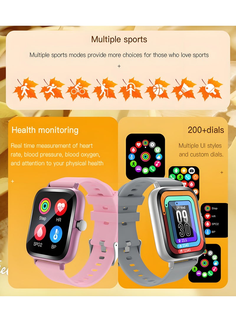 Smart Watch H13，Business Exercise Smartwatch，Waterproof Fitness Watch，Bluetooth Calling，Compatible with Androd and IOS，TFT Display，Heart Rate Moitoring，Black - Image 3