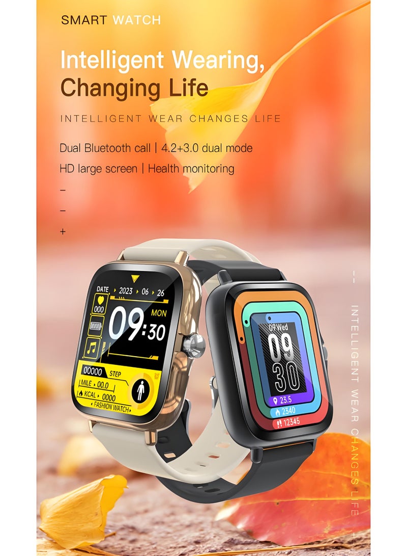 Smart Watch H13，Business Exercise Smartwatch，Waterproof Fitness Watch，Bluetooth Calling，Compatible with Androd and IOS，TFT Display，Heart Rate Moitoring，Black - Image 2