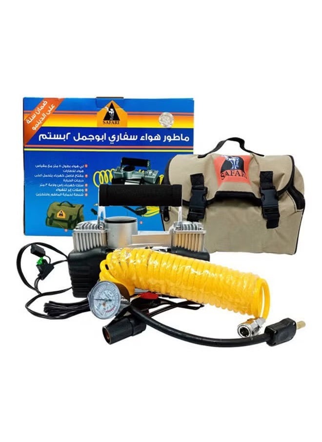 Safari - Heavy duty 2-piston double cylinder car tire inflator and tire compressor with bag for easy carrying and storage. - Image 1