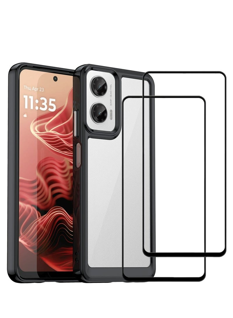 Fankalo [1+2 Sets] For Motorola Moto G35 Case & Screen Protector Transparent Frame Protective Cover with 2 Tempered Glass Screen Protector - Image 1
