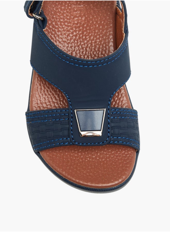 LBL by Shoexpress Textured Arabic Sandals with Hook and Loop Closure  - Image 3