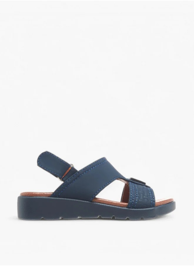 LBL by Shoexpress Textured Arabic Sandals with Hook and Loop Closure