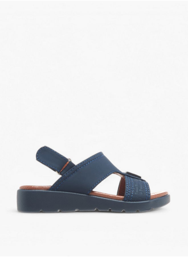 LBL by Shoexpress Textured Arabic Sandals with Hook and Loop Closure  - Image 2