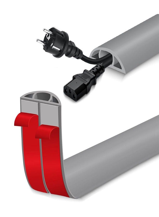 وهاواي Floor Cord Cover 2M/6.5FT Self Adhesive Cord Hider Floor Cable Management Power Cord Protector Electric Cord Covers for Home, Offices, School, Cable Cavity: 10MM(W) x 6MM(H) Grey - Image 1