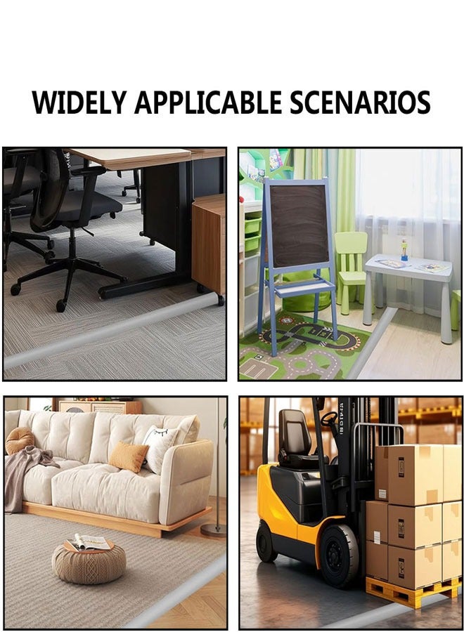 وهاواي Floor Cord Cover 2M/6.5FT Self Adhesive Cord Hider Floor Cable Management Power Cord Protector Electric Cord Covers for Home, Offices, School, Cable Cavity: 10MM(W) x 6MM(H) Grey - Image 5