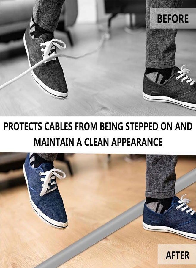وهاواي Floor Cord Cover 2M/6.5FT Self Adhesive Cord Hider Floor Cable Management Power Cord Protector Electric Cord Covers for Home, Offices, School, Cable Cavity: 10MM(W) x 6MM(H) Grey - Image 4
