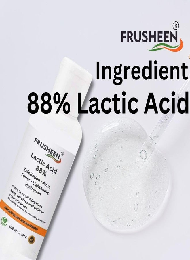 Frusheen مقشر سائل بحمض اللاكتيك بنسبة 88% لتقشير البشرة باستخدام أحماض ألفا هيدروكسي في تحضير السيروم والصابون والتونر والمنظفات والأقنعة للوجه والبشرة والجسم - 100 مل - Image 3