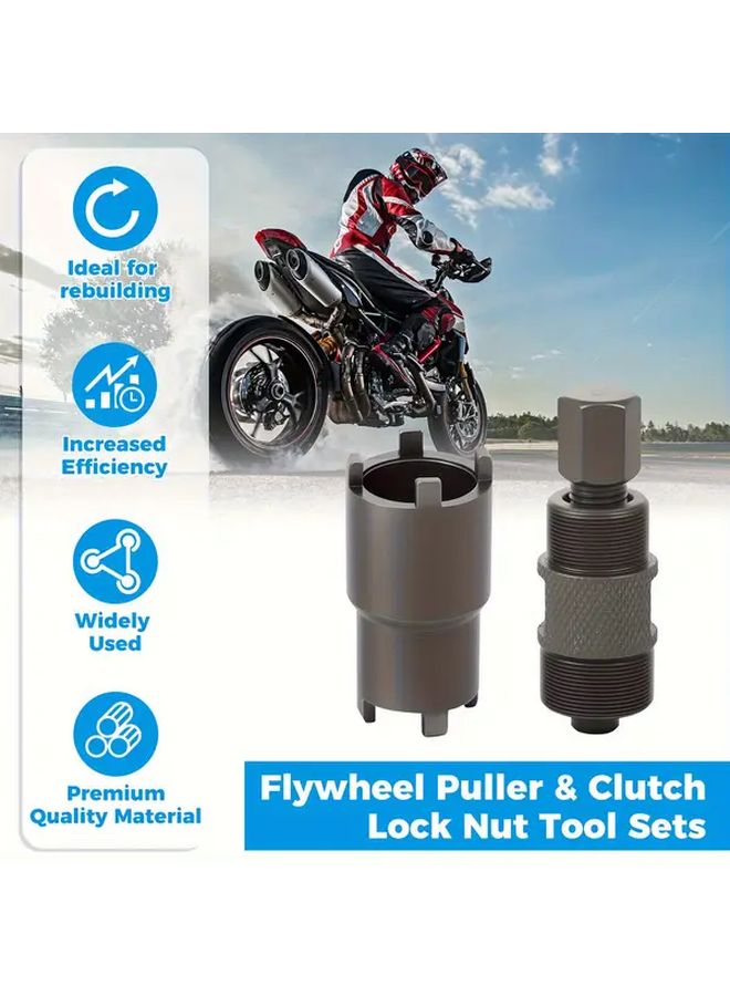 Black Two Piece Clutch Lock Nut Puller Wrench Tool For Flywheel Pulley 50cc 125cc 150cc - Image 4