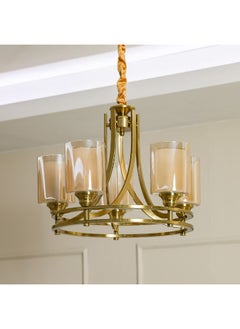 DANUBE HOME Danube Home Jennifer Traditional Chandelier For Bedroom| 5- Lights Indoor Lighting Fixture With E27 Socket| Metal Frame With Copper Brown Finish| Changeable Light Bulb|L52xW52xH40cm (1 Year Warranty)  - Image 1