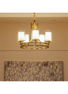 DANUBE HOME Danube Home Jennifer Traditional Chandelier For Bedroom| 5- Lights Indoor Lighting Fixture With E27 Socket| Metal Frame With Copper Brown Finish| Changeable Light Bulb|L52xW52xH40cm (1 Year Warranty)  - Image 3