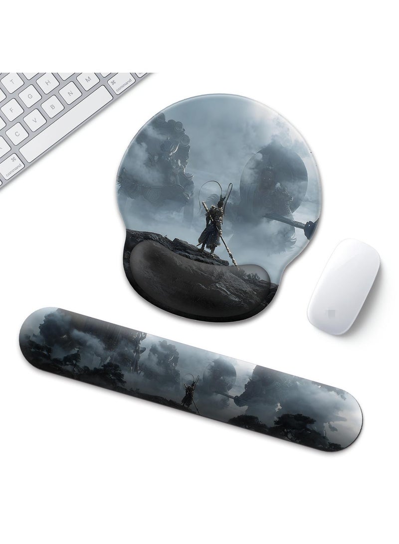 Y&D Black Myth Wukong Enlarged Superfine Fiber Soft Smooth Memory Foam Ergonomic Mouse Pad Keyboard Wrist Rest Comfortable for Desktop Laptop Mac or Gaming Stress Free Typing - Image 1