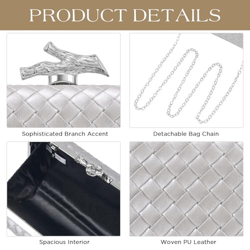 CHUNLI Clutch Purses for Women Evening/Wedding Chic Woven Bag Formal PU Leather Purse Designer Handbags for Women - Image 3