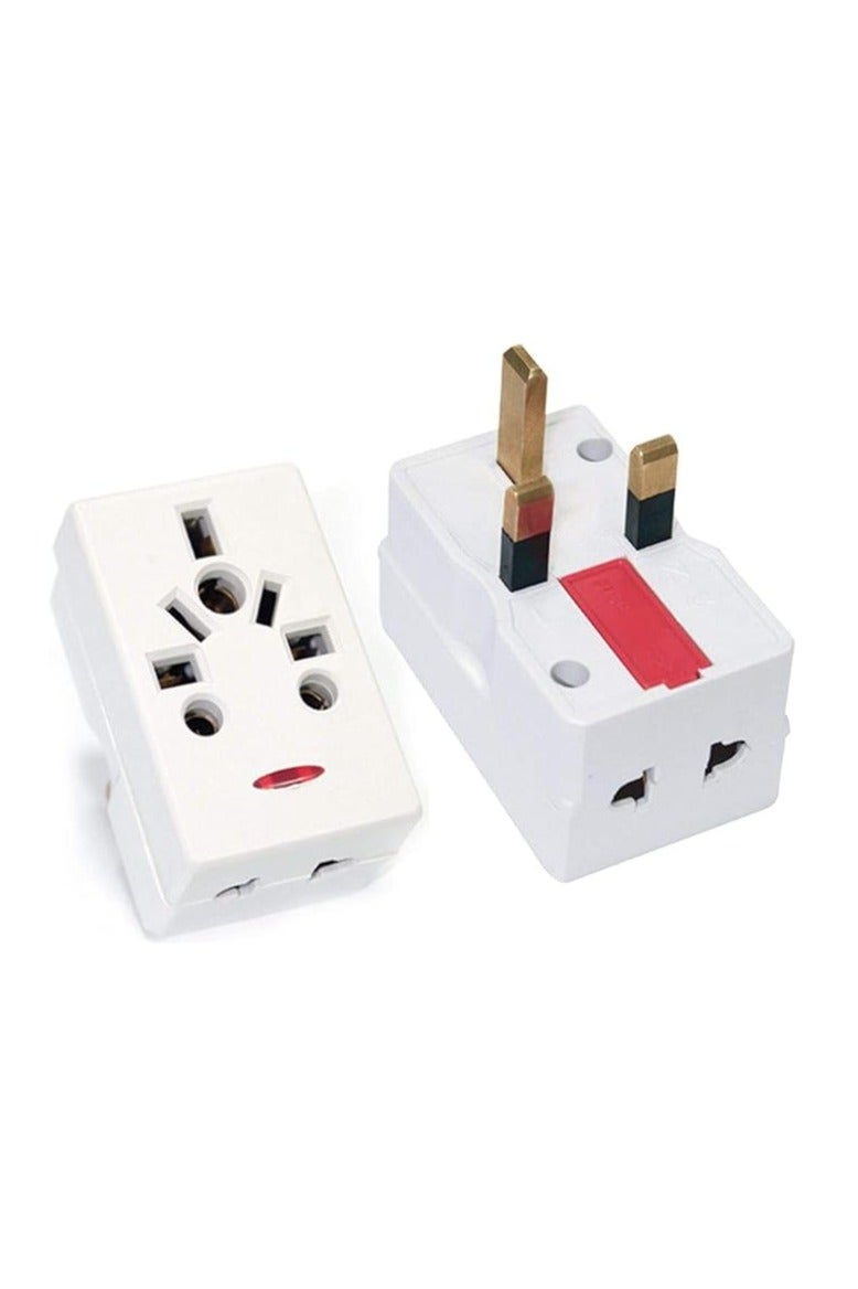 3 Way Adapter with Square-Pin, Universal Socket with Light And 13A Fuse. Travel Adaptor for KSA/UAE/UK/HK, AC Power Plug for US/AU/JP/CN, 3 Pin plug adapter.