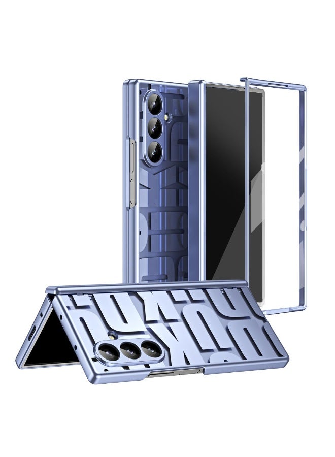 general Electroplated Shell Compatible with Samsung Galaxy Z Fold 7 2025, Hinge Protective Case with HD Tempered Glass Film and Letter Pattern - Image 1