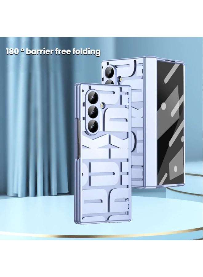 general Electroplated Shell Compatible with Samsung Galaxy Z Fold 7 2025, Hinge Protective Case with HD Tempered Glass Film and Letter Pattern - Image 3
