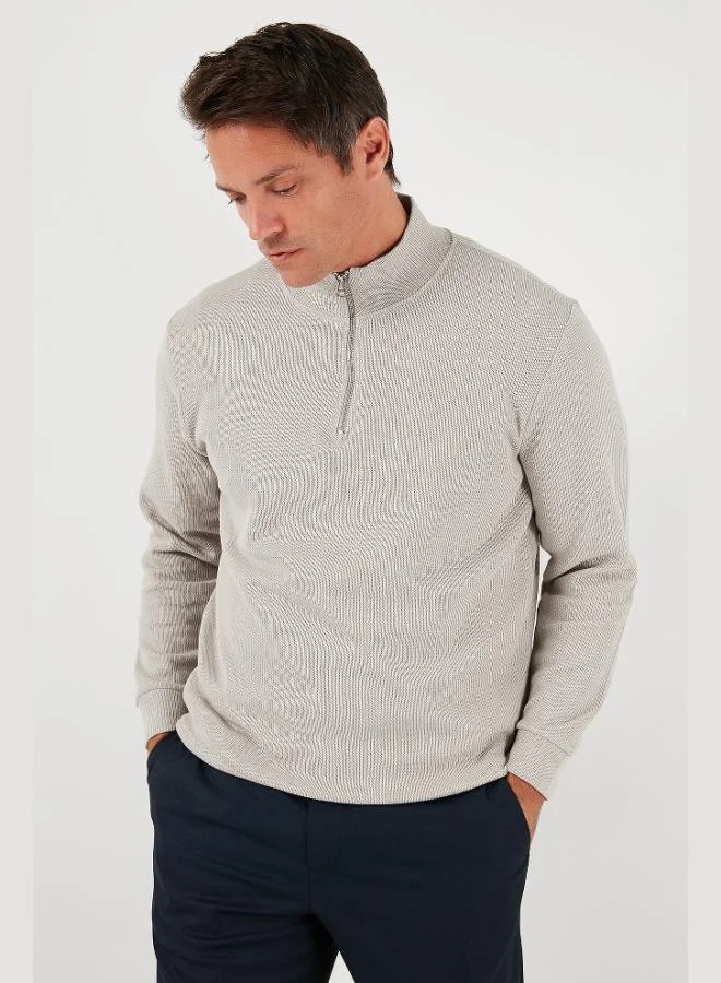 Buratti  Buratti Cotton Relaxed Fit Half Zippered Crew Neck Knitted Sweat Men's SWEAT 5901076 for Men | Best Price UAE